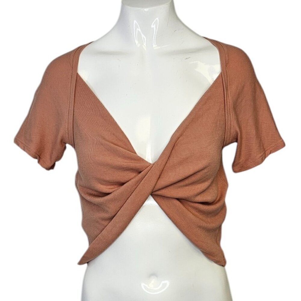 Lululemon LA Twist Front Crop Top, Ribbed Modal, Pink Savannah